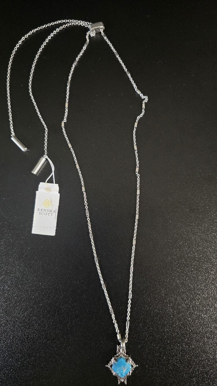 Kendra Scott Silver Cass Turquoise Vintag Silver Necklace